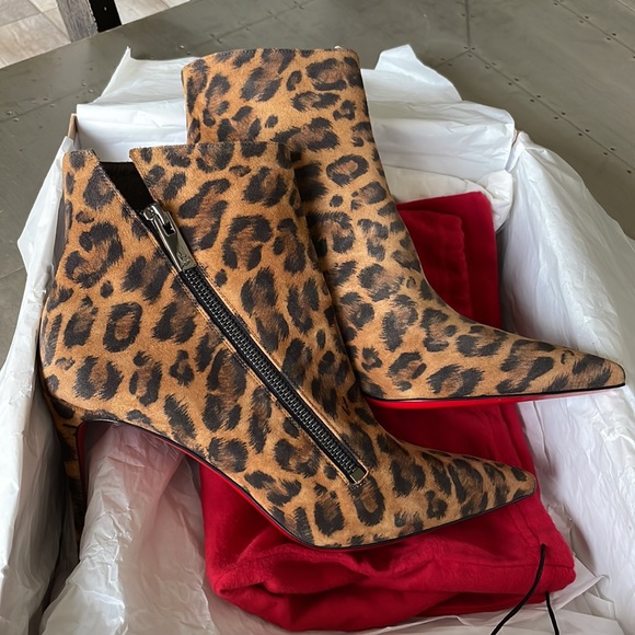 Christian louboutin birgikate leopard suede boot bootie 85mm sz 38.5 - Picture 7 of 10